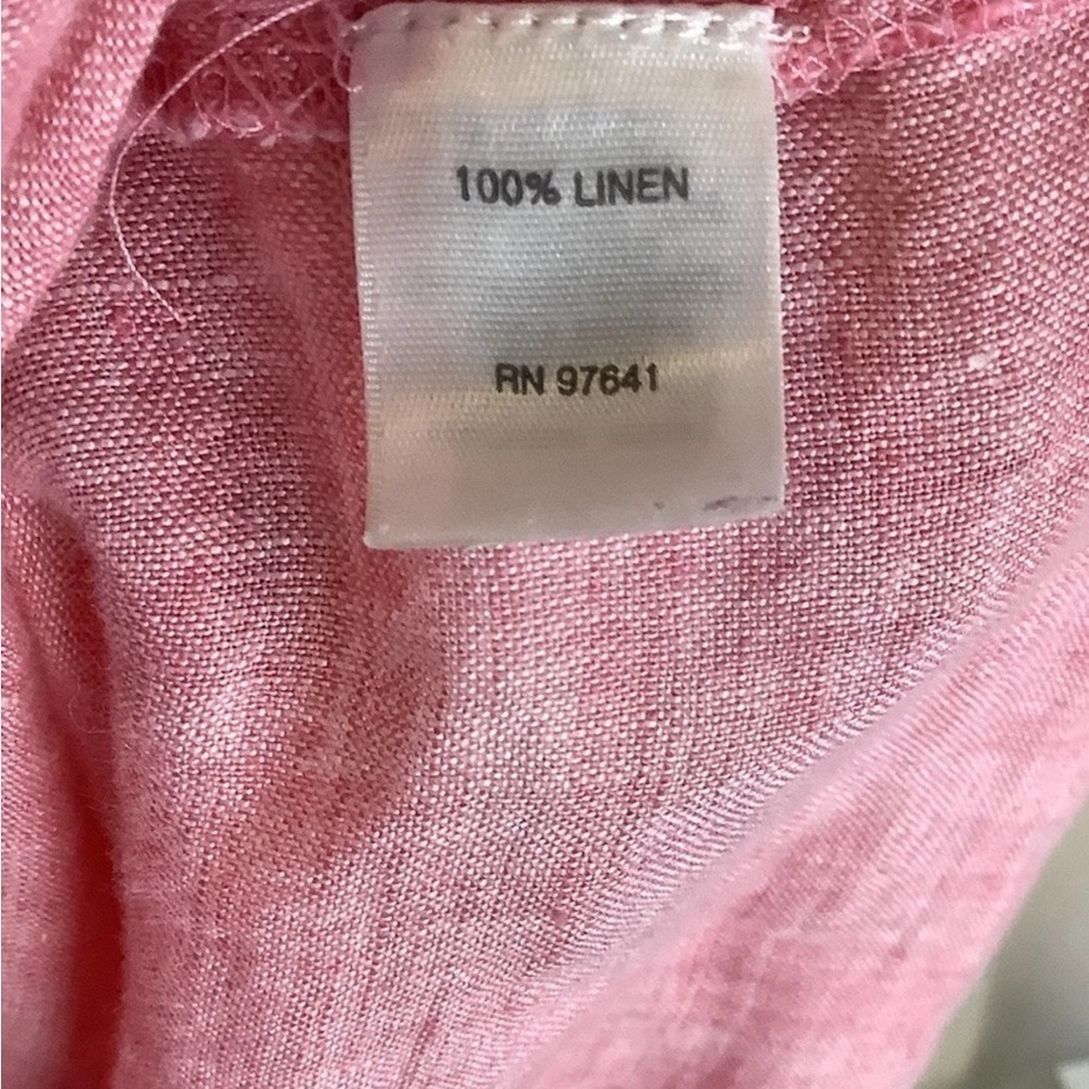 J Jill Sz S 100% Linen Long Sleeve Button Top Pink Canvas Travel Beach Casual - Picture 5 of 5